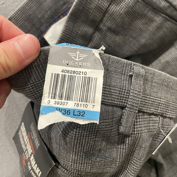 Dockers Pants Mens 36x32 Gray NWT Window Pane Check Signature Khaki Straight Fit - Picture 6 of 8